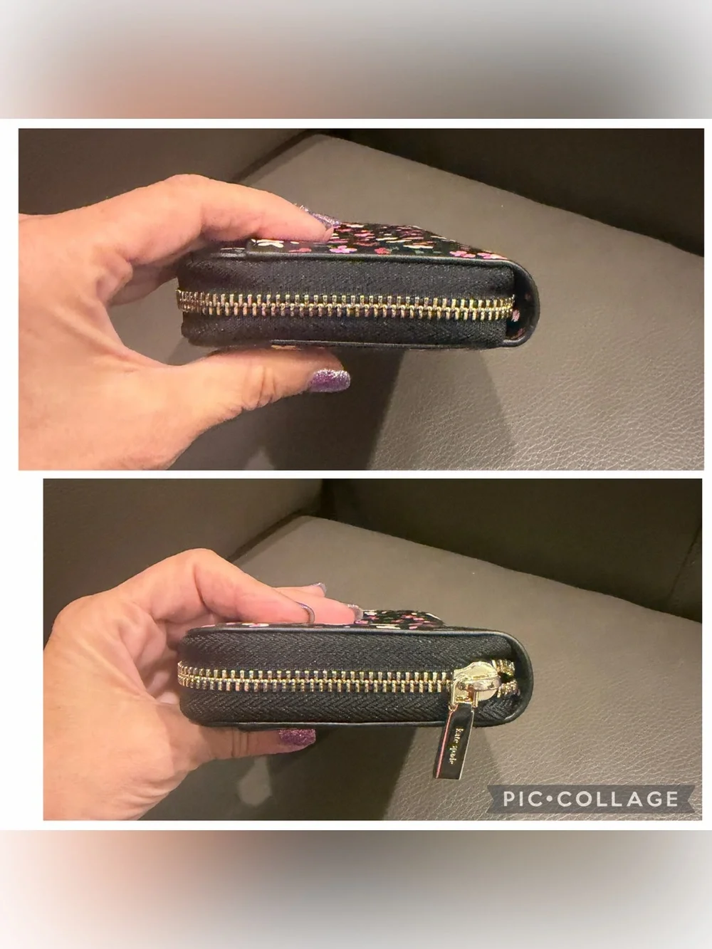 kate spade Black Floral Zip Around Wallet